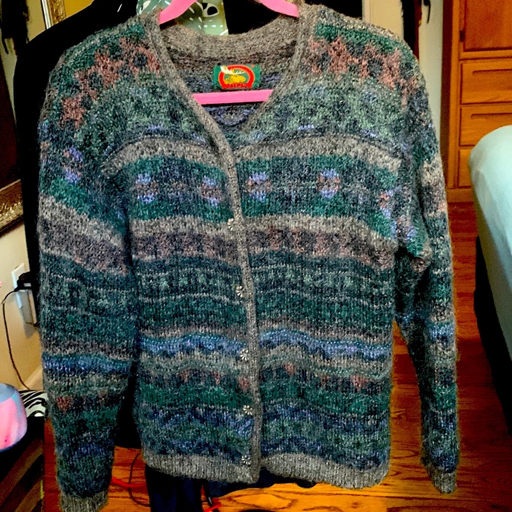 VINTAGE Fine ALPS Womens Apparel Mohair Cardigan Made in USA Sz:M